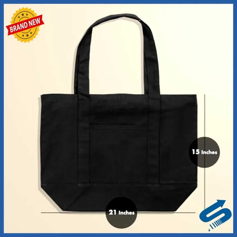 Heavy Duty Canvas Tote Bags with Zipper Reusable Shopping Eco Friendly